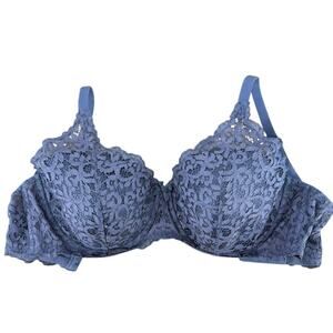 Victoria’s Secret Lined Demi Lace Underwire Bra in Blue Size 38DD